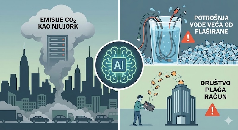Ekološka cena AI buma: Emisije CO2 kao Njujork, potrošnja vode veća od flaširane