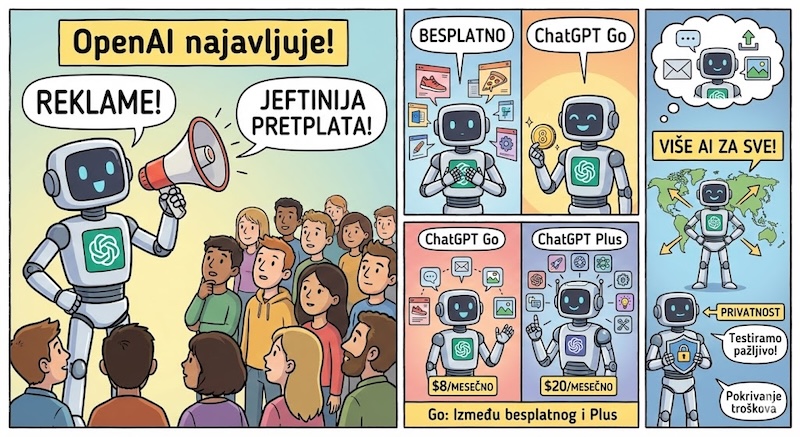 OpenAI uvodi reklame i jeftiniju pretlatu: ChatGPT "Go" za 8 dolara mesečno