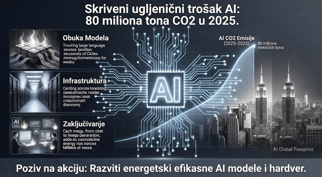 Ekološka cena AI buma je generisanih 80 miliona tona CO2 u 2025. godini