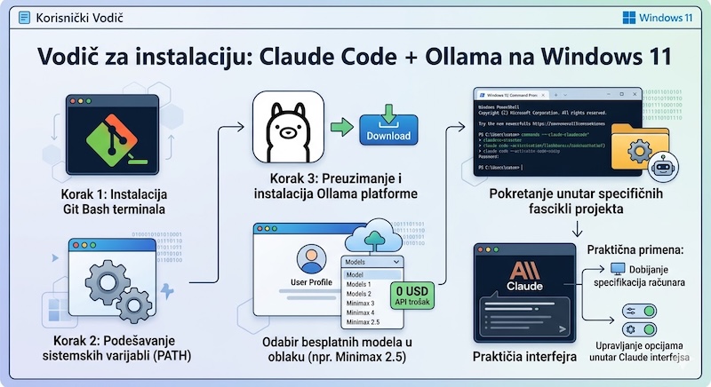 Claude Code na Windowsu: Kako do moćnog AI terminala uz nula troškova