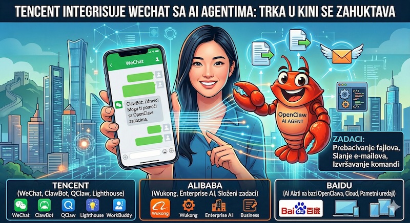 Tencent integriše WeChat sa OpenClaw AI agentom usred kineske tehnološke borbe