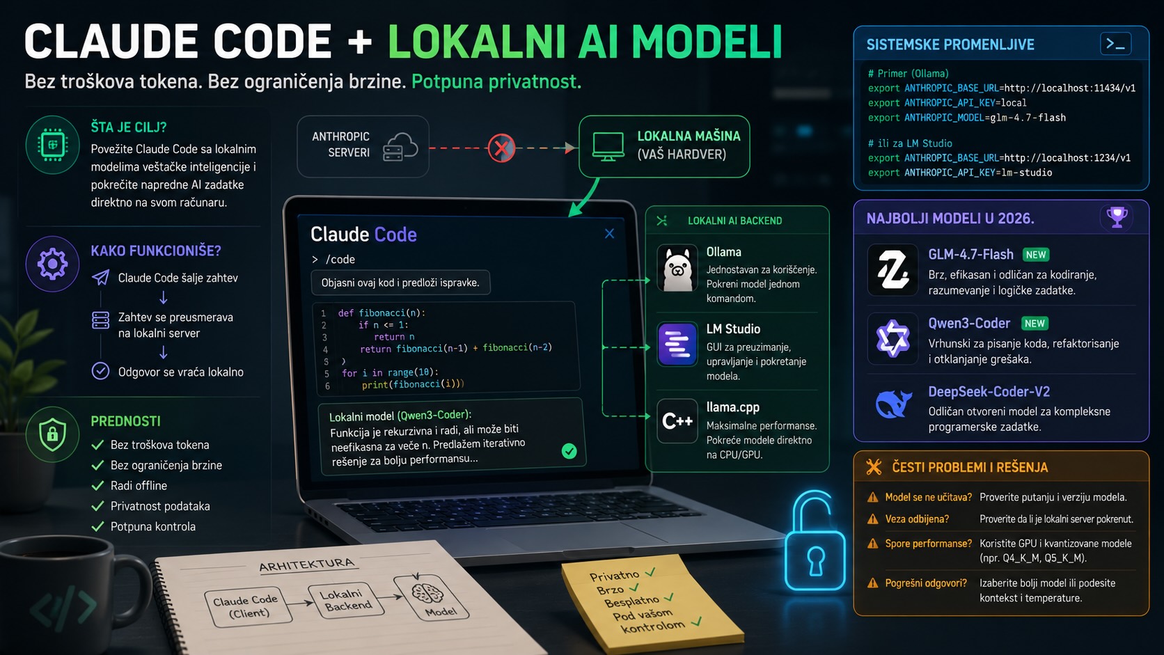 Povezivanje Claude Code alata sa lokalnim modelima